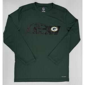 Green Bay Packers Men’s Shirt Large Green Coolbase Majestic Long Sleeves Logo
